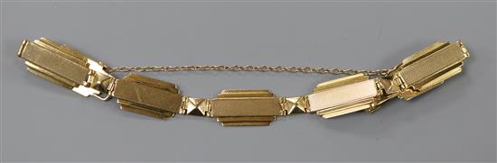 A 9ct gold geometric link bracelet, approx 18.5cm.